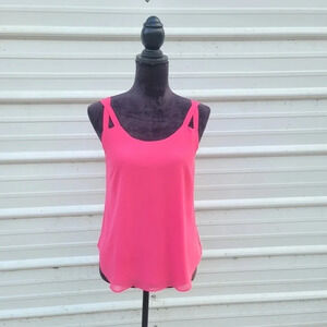 Style LOFT Tank Top Hot Pink Slit Open Back Flowy Women's sz S